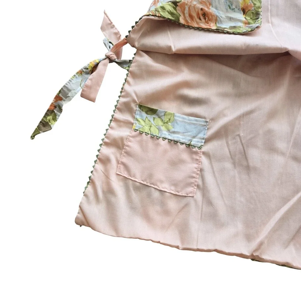 Handmade Reversible Floral Kitchen Apron Pockets Retro Cotton Linen Cottagecore